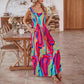 Printed Pattern Sling Pocket Stitching Dress