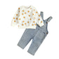 Printed Small Sun Rib Neckline T-shirt Denim Strap