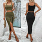 Women's All-match Commute Fashion Suit Camisole Slit Skirt Two-piece Set