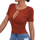 New Hollow Button Casual Short-sleeved Top