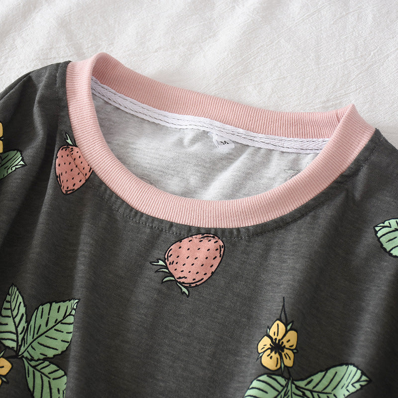 Pyjama d'été à manches courtes en coton pour femme