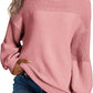 Solid Color Lantern Sleeve Pullover Round Neck Sweater