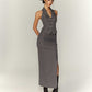 Chinese Style Traditional Halter Spaghetti Straps Vest Slit Skirt Suit