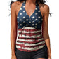 Two-piece Split Strap Drawstring Swimsuit With Boyshorts