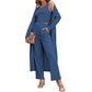Women's Home Pajamas Long-sleeved Cardigan Trousers Suit