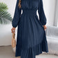 Women's Solid Color Stringy Selvedge Cinched Pleated Long Dress