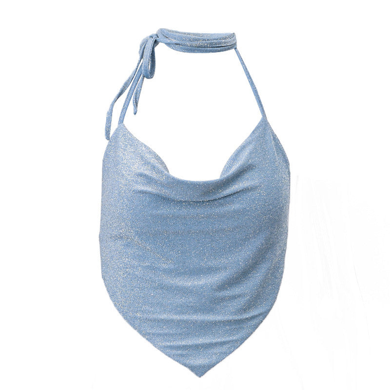 Rhinestone Halter Spaghetti Straps Fashion Slim Vest