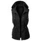 Women's Fashion Solid Color Work Vest Hooded Drawstring Coat