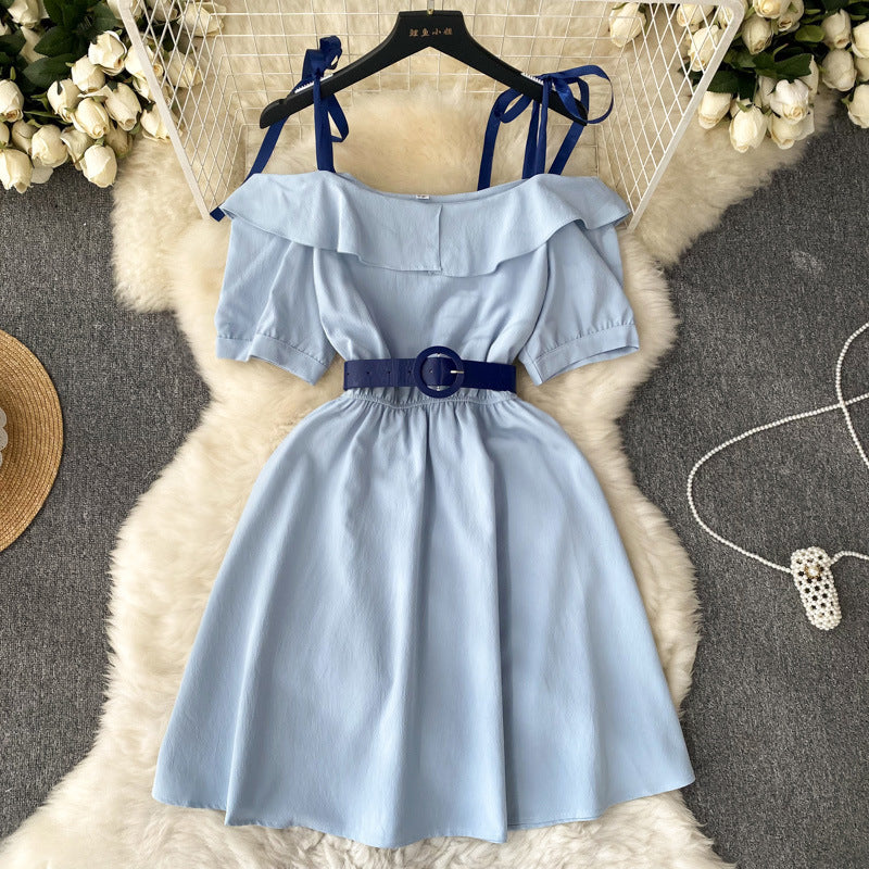 Adorable Designer-style Waist-cinching Lace-up Dress