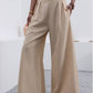 Solid Color Loose Wide Leg Elegant Pants With Pocket