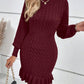 Fashion Women's Clothing Temperament Twisted Waist Solid Color Dress