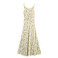 New Summer Ethnic Style Floral Silk Satin Texture Printing Slip Dress