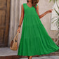 Women's Summer Solid Color And V-neck Layered Stitching Loose Dress