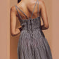 Sleeveless Pleated Striped Spaghetti Straps A- Line Skirt Dress Women