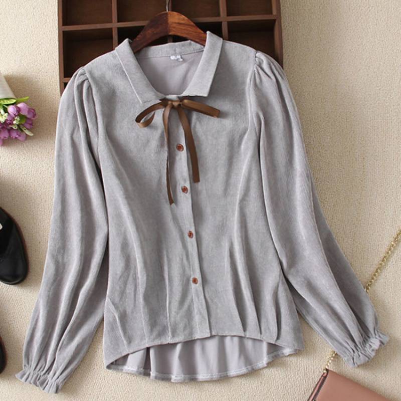 Cute Bow Top With Sweet Lace Long Sleeves