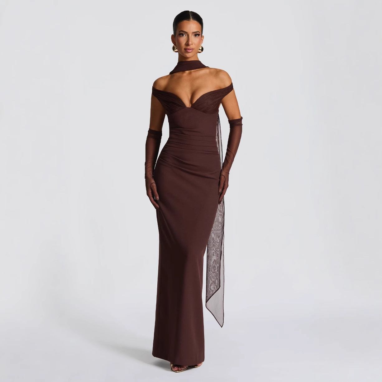 Girl Tube Top Off-shoulder Waist Elastic Hip Dress