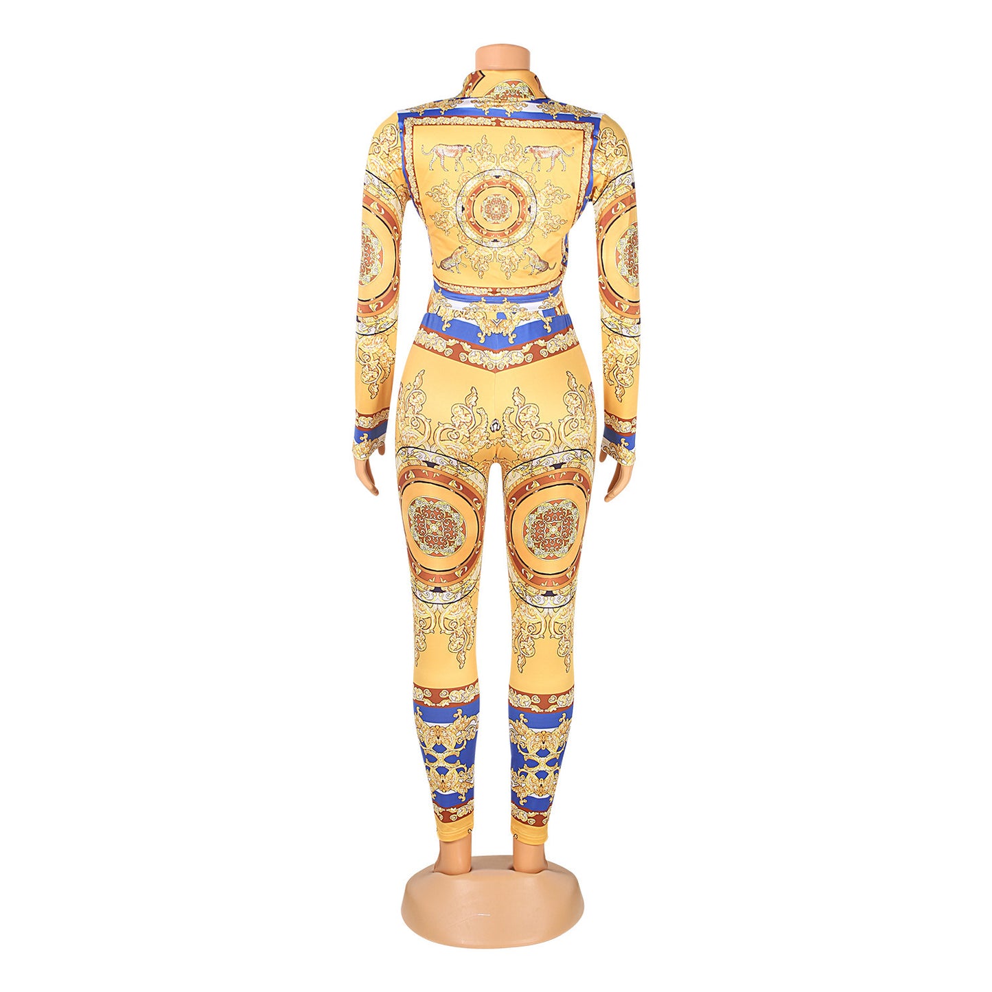 Fashion Digital Positioning Printing Tight-Fitting Two-Piece Suit