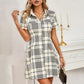 Fashionable Waist-trimming Houndstooth Short Women's Dress