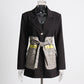 Women's Temperament Fashion Stitching Collision Color Lacing Jacket