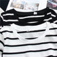 T-shirt à manches longues pour femme, style western, rayé noir