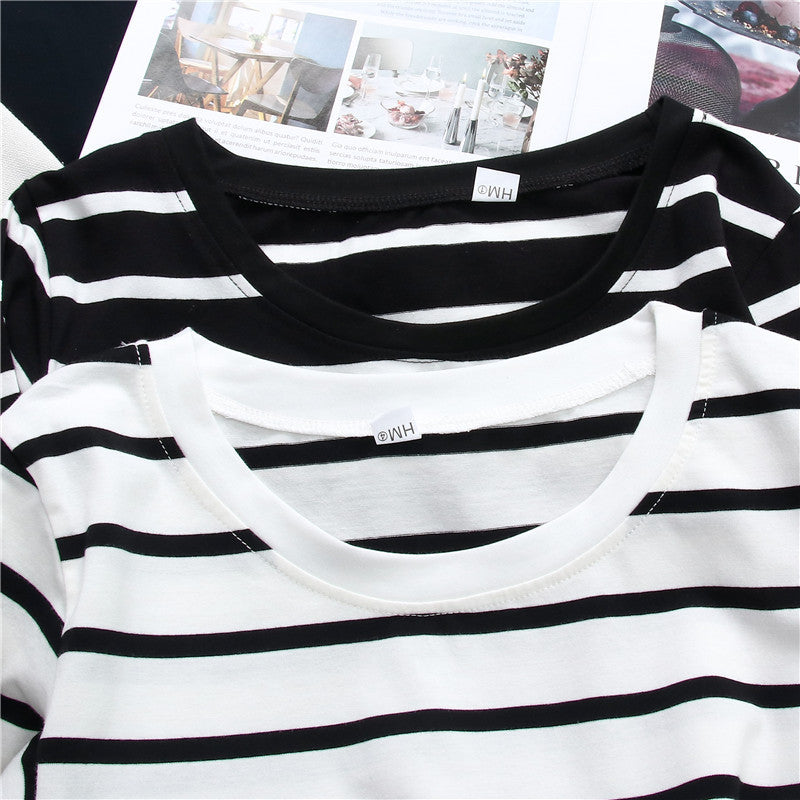 T-shirt à manches longues pour femme, style western, rayé noir