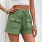 Short décontracté à lacets et taille élastique à double poche pour femme