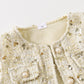 Floral Print Long Sleeve Short Dress Children's Two-piece Set