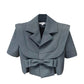 Fashion Temperament Short Design Sense Gray Bow Small Suit Jacket Women Suit Jacket