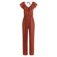 Women's Solid Color Back Straight Jumpsuit