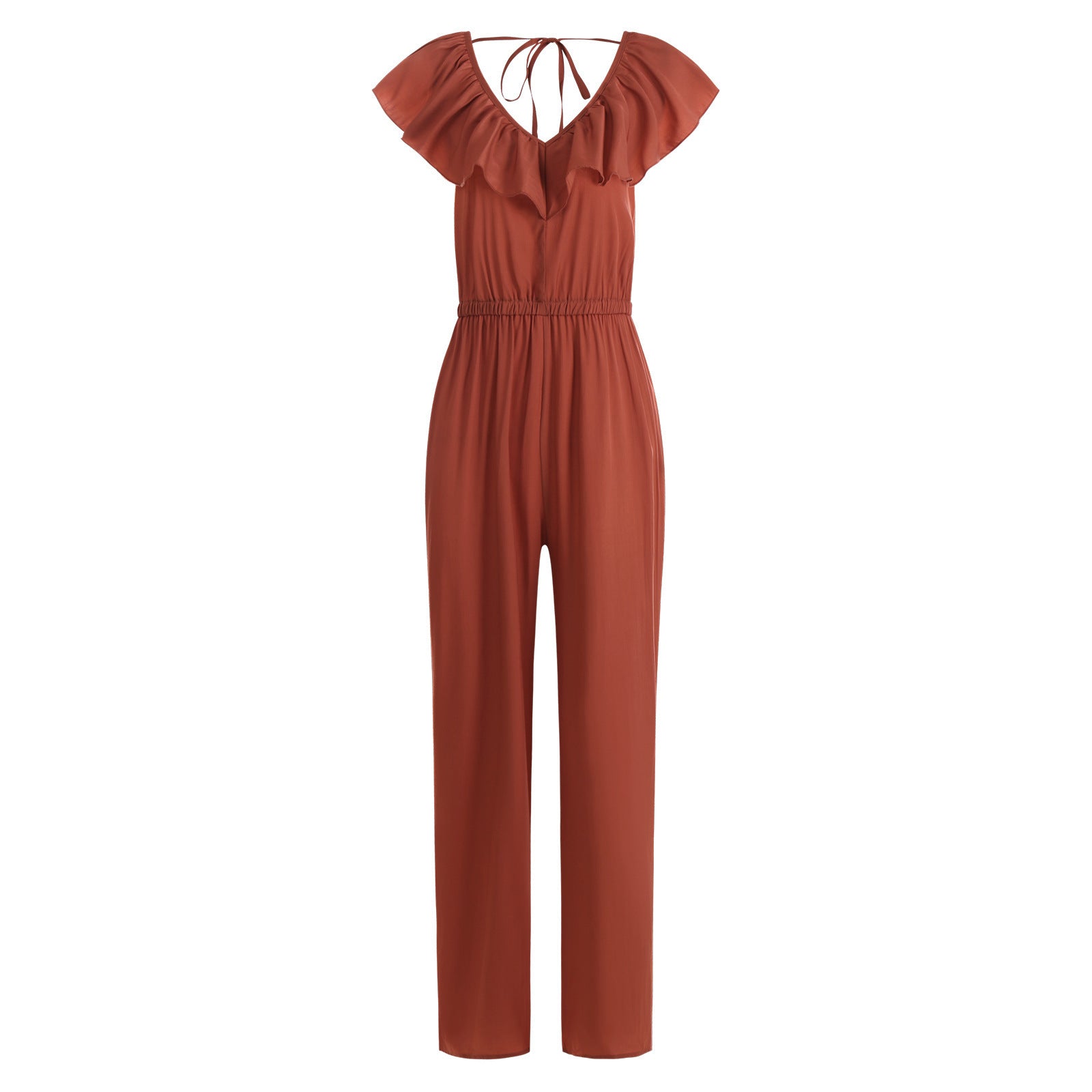 Women's Solid Color Back Straight Jumpsuit