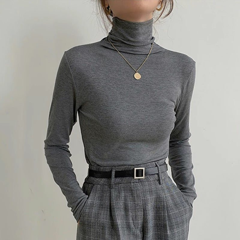 Women's Slim-fit Cotton Turtleneck Bottoming Shirt Inner Wear Blouse