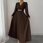 Women's Solid-color Casual Chic V-neck Dress