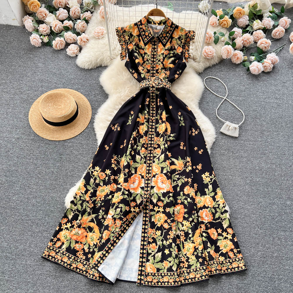 Women's Short-sleeved Chiffon Printed Dress
