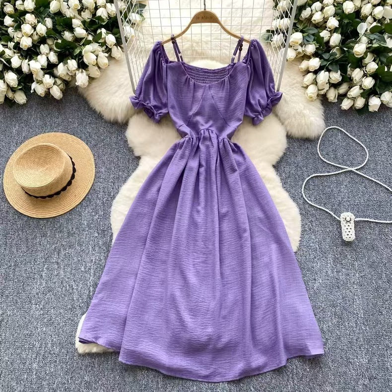 Sweet Designer-style Cutout Halterneck Off-shoulder Dress