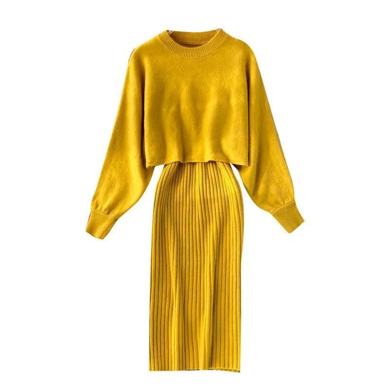 Robe fourreau à bretelles et col en V, ensemble deux pièces