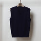 V-neck Sleeveless Sweater Vest Women's Black Top Outerwear Thin Knitwear