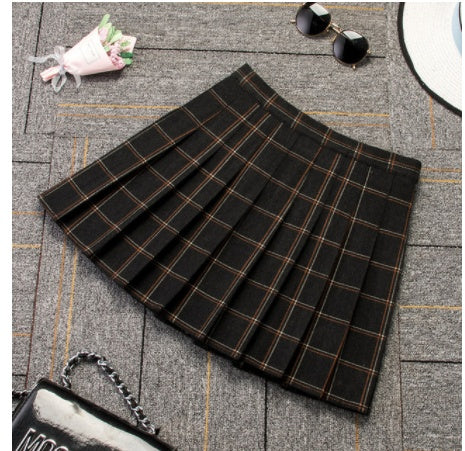 Pleated Skirt High Waist Plaid Skirt Autumn And Winter A-line Skirt