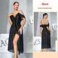 Multi-color Mesh Sequin Off-the-shoulder V-neck Split Dress