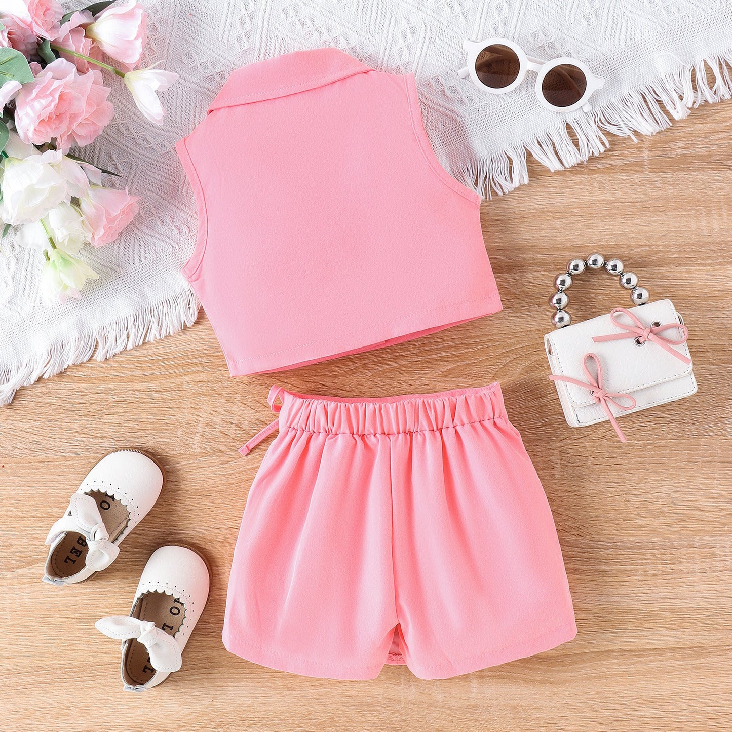 Girl's Candy Color Vest Suit Top Skirt Suit