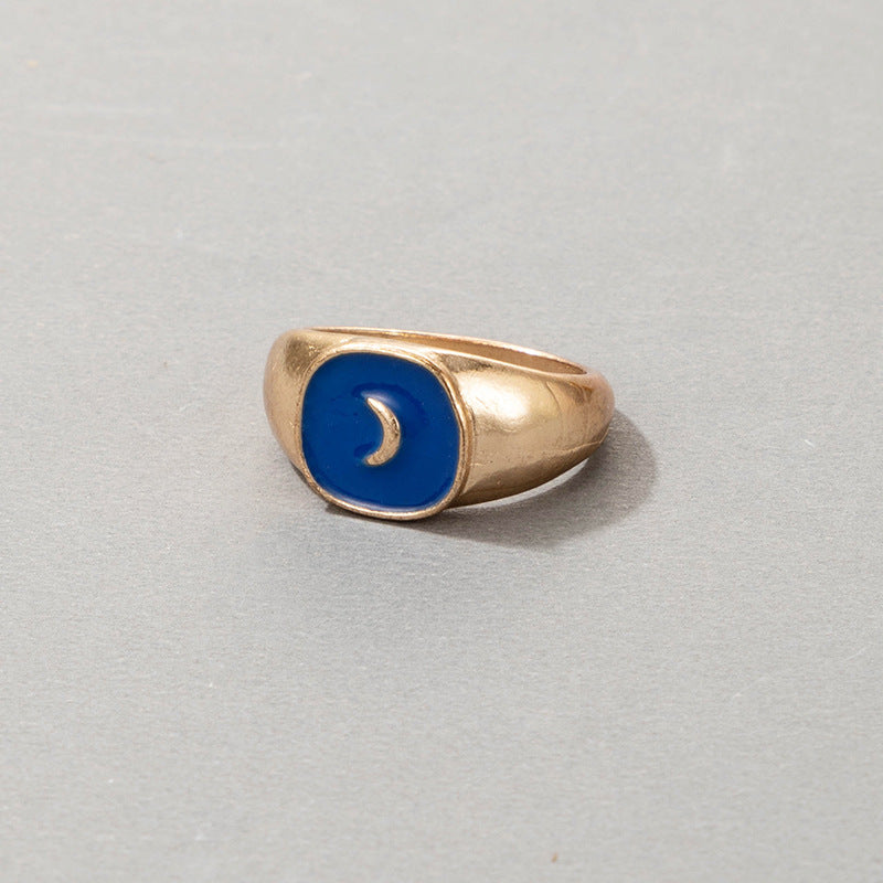 Cute Cartoon Dripping Oil Ins Wind Color Multi-element Single Ring
