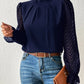 Women's Half-turtleneck Stitching Wavy Chiffon Long-sleeved Top