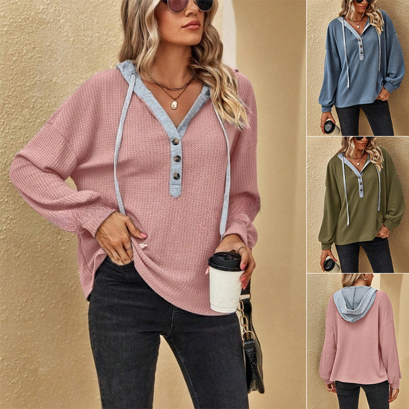 Sweat-shirt à capuche décontracté et à manches longues pour femme, style sport, ample et uni
