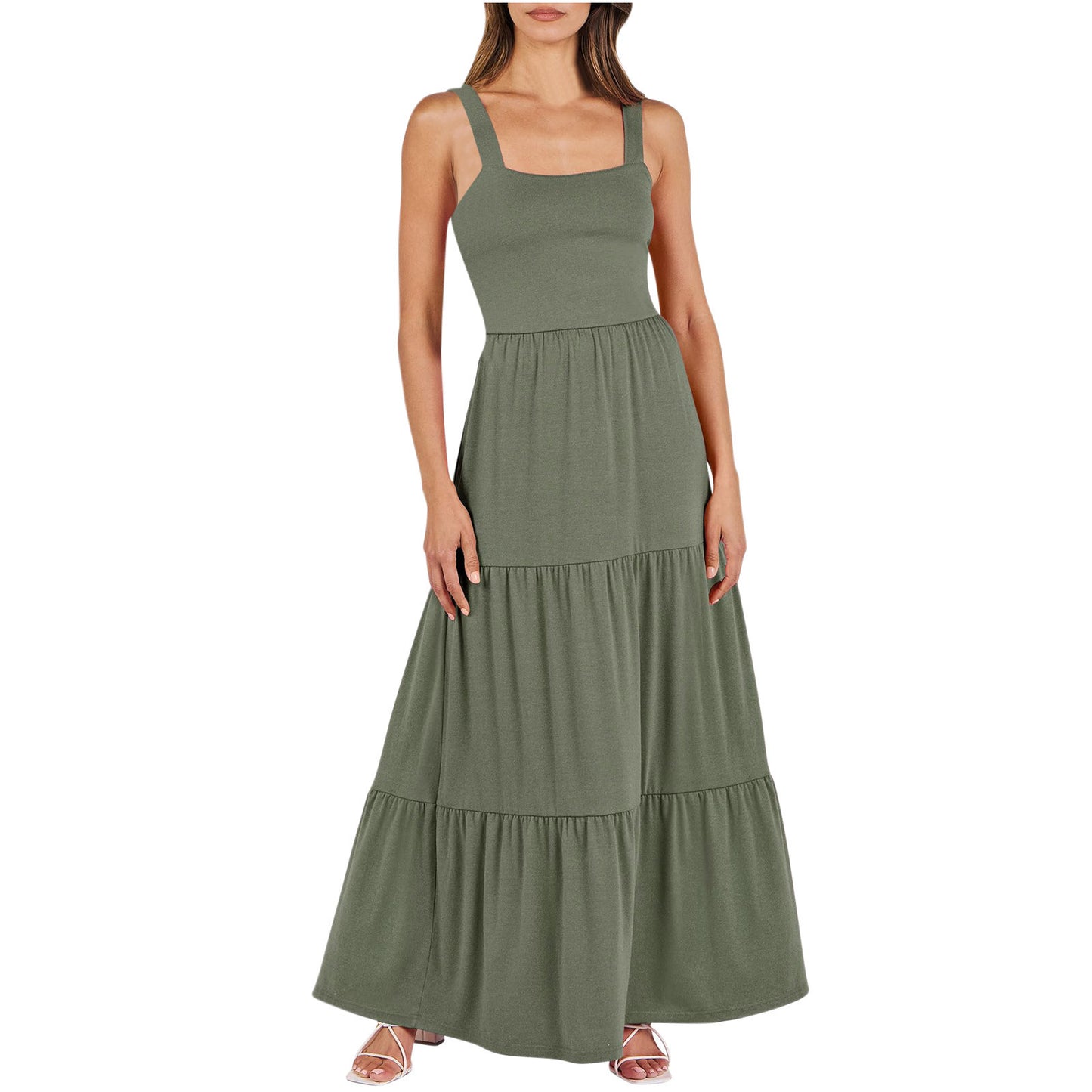 Robe sans manches à bretelles spaghetti et poches pour femme