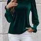 Velvet Pleuche Long Sleeve Smocking Cuff Top