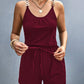 Women's Summer Fashion Pleated Stitching Metal Strap Jumpsuit