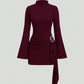 Knitted Solid-Color Slimming Dress With Metal Buttons