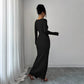 Women's Solid-Color Slimming Knitted Long-Sleeve Split Dress