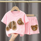 T-shirt à manches courtes en coton avec dessin animé pour garçon et fille