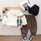 Korean Fleece-lined Two-piece Suit Baby Children Warm Suit