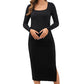 Pregnant Women's Long Sleeved U-neck Striped Casual Dress
